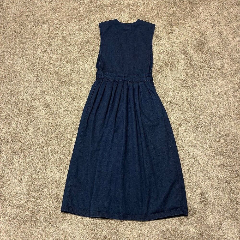 VTG Lands End 90s Denim Midi Dress Size 8 Blue USA Cottagecore Western Prarie - Picture 6 of 11